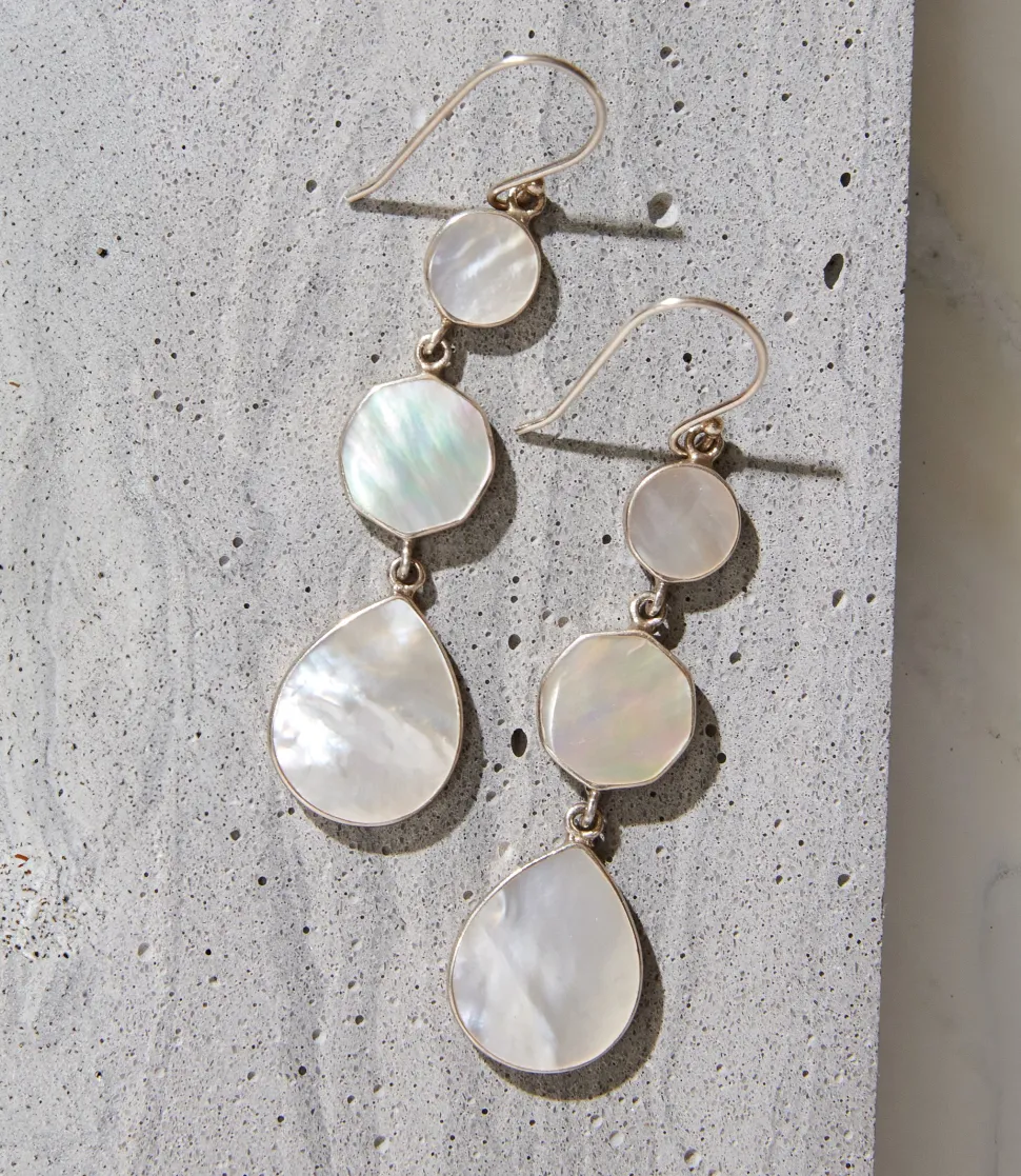 Triple Drop Mother of Pearl Earrings