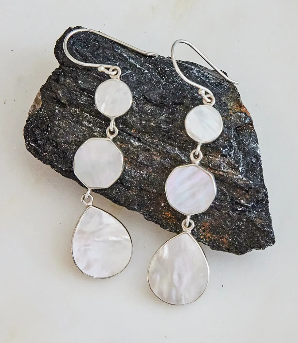 Triple Drop Mother of Pearl Earrings