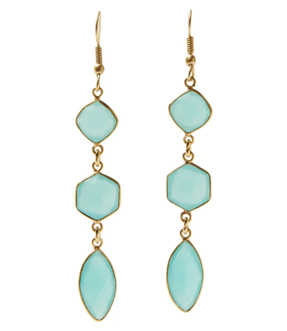 Triple Gemstone Earrings