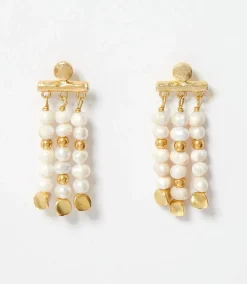 Triple Pearl Strand Earrings