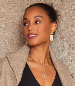 Triple Pearl Strand Earrings