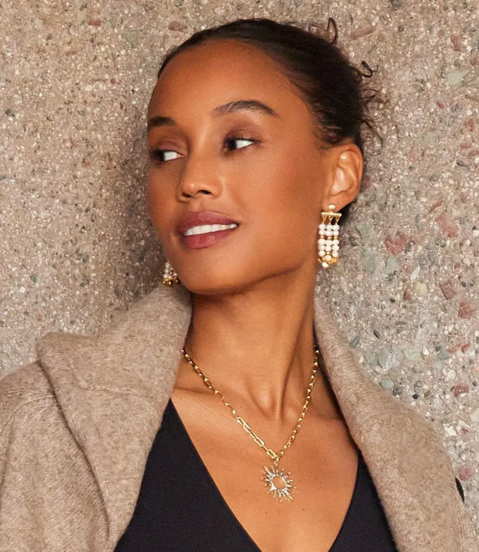 Triple Pearl Strand Earrings