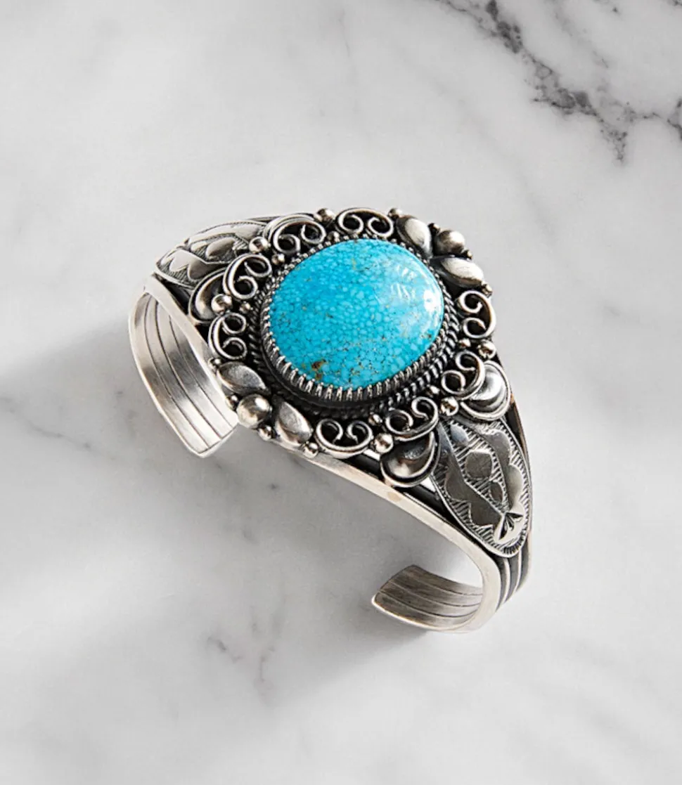 Turquoise Stone Cuff Bracelet