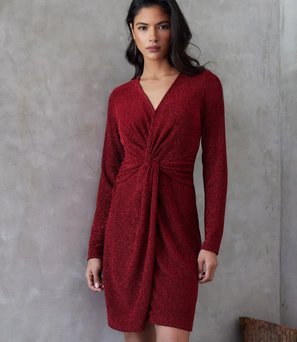 Twist Front Metallic Dress