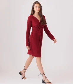 Twist Front Metallic Dress