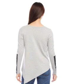 Vegan Leather Trim Top