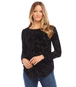 Velvet Burnout Shirttail Top