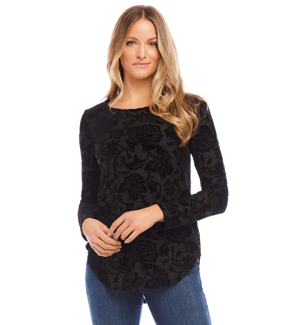 Velvet Burnout Shirttail Top