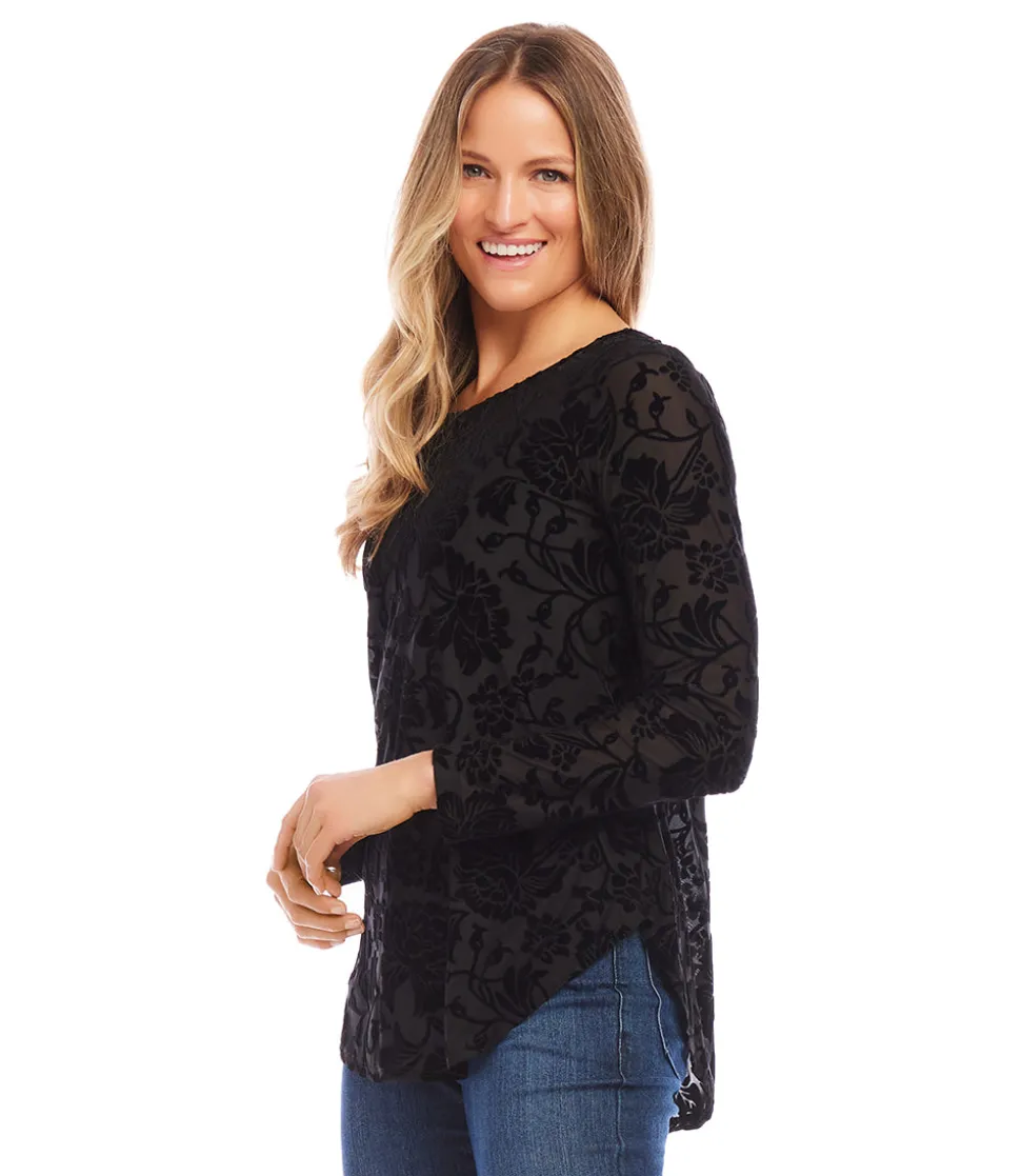 Velvet Burnout Shirttail Top