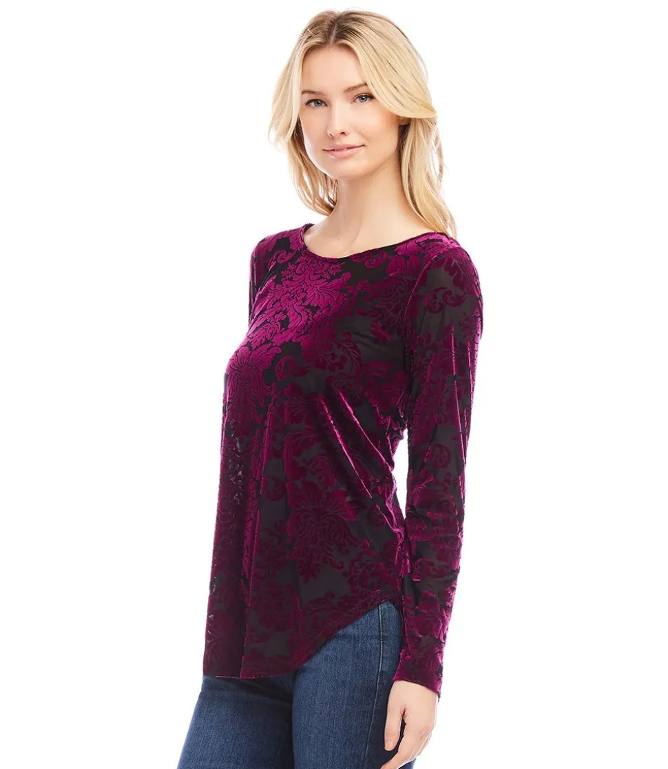 Velvet Burnout Shirttail Top