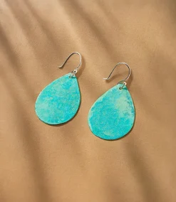 Verdigris Brass Teardrop Earrings