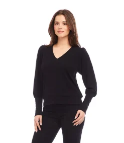 V-Neck Bishop Sleeve Top