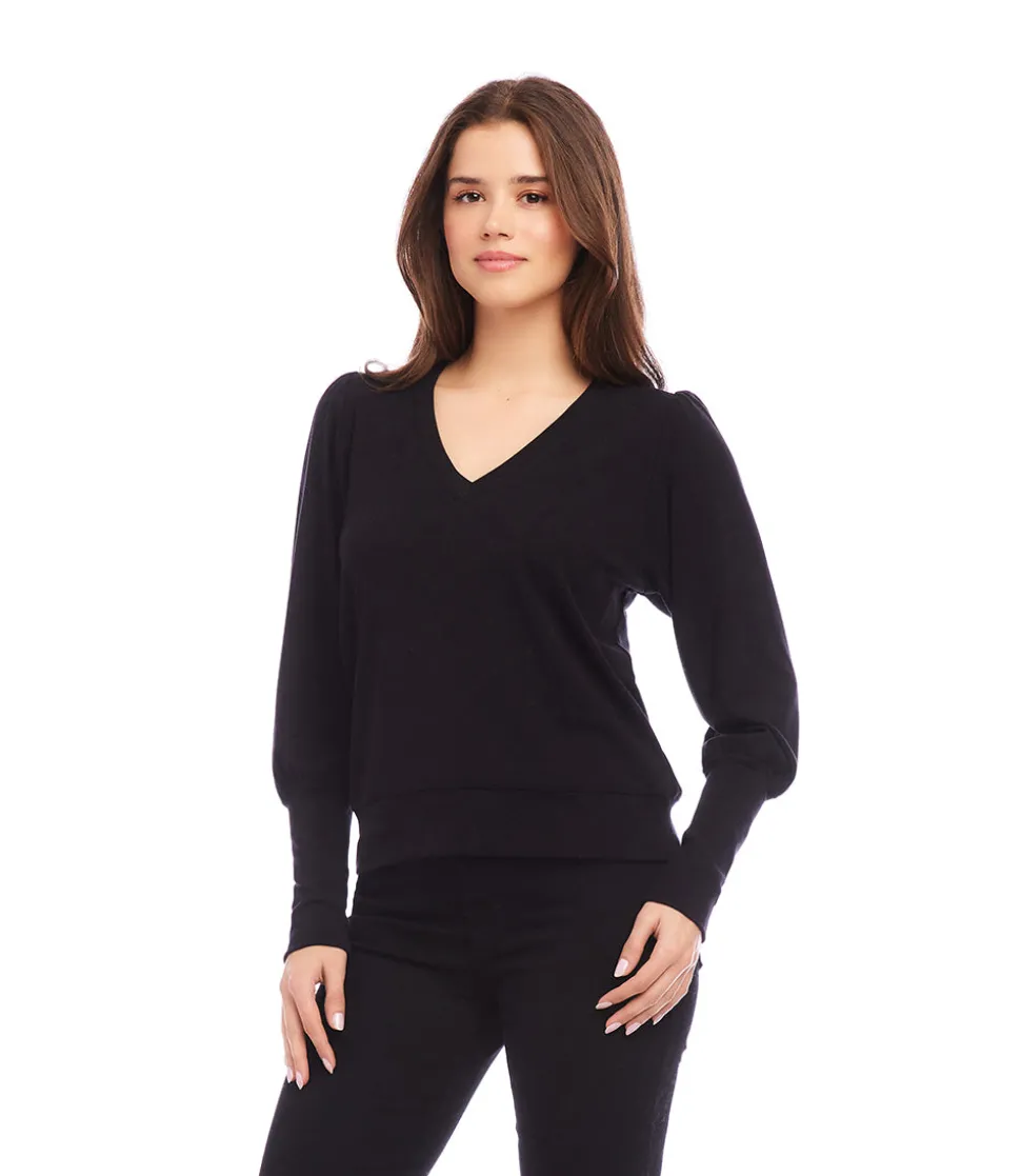 V-Neck Bishop Sleeve Top