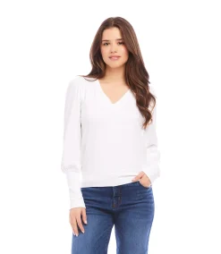 V-Neck Bishop Sleeve Top