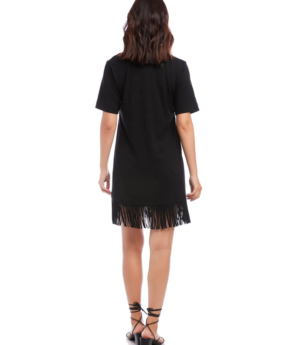 V-Neck Fringe Dress