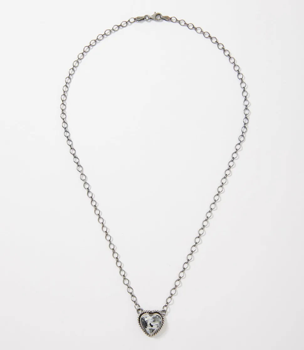 White Buffalo Heart Pendant Necklace
